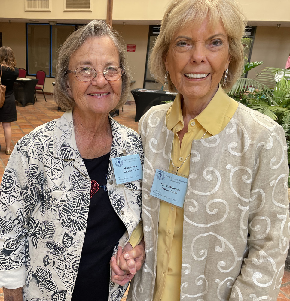 UNITED IN HISTORY Marisue Potts (left) of Matador, a former president of the West Texas Historical Association, was named a fellow of the association last week. Incoming WTHA president Sylvia Mahoney (right) of Fort Worth was named a WTHA fellow in 2015. | CAPROCK COURIER
