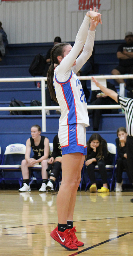 PERFECTSHOOTINGFORM by Lady Patriot Trinity Schlueter results in a +1 free throw point against JaytonTuesday night. | COURTESY PHOTO