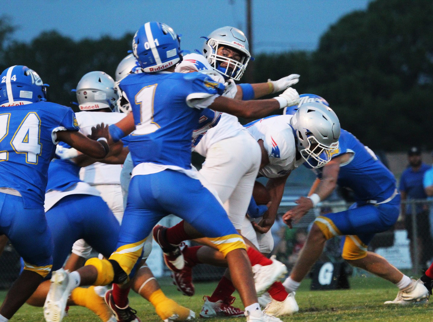 VALLEY FALLS The Valley Patriots took a tough loss at home Friday night losing to the Nazareth Swifts 57–8. | SHADI BUCHANAN PHOTO