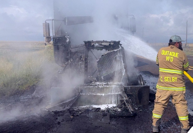 Cattle truck burns in Briscoe County