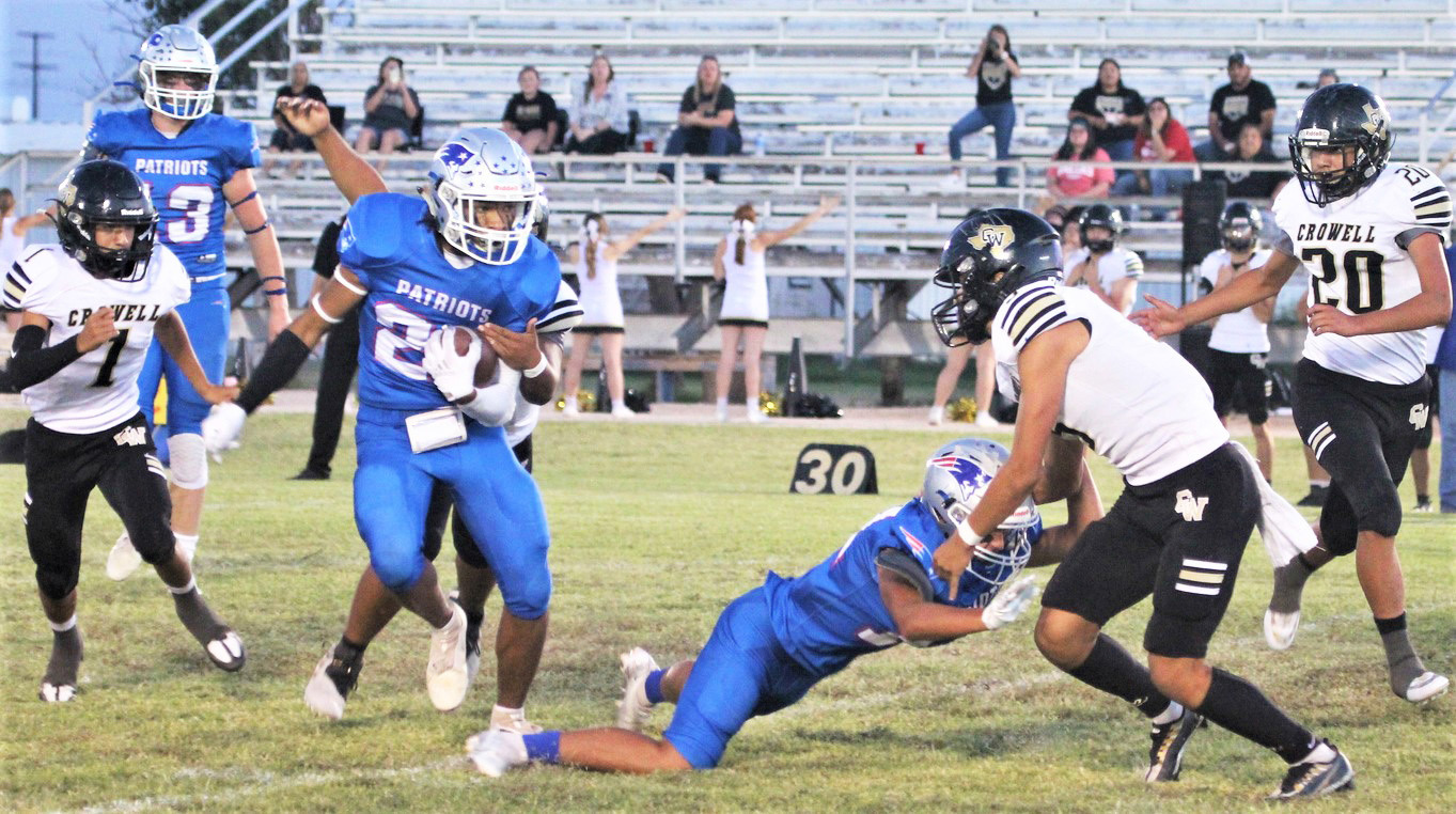 VALLEY WINS The Valley Patriots defeated the Crowell Wildcats Friday night at home 69–36. This week they take on White Deer on the road. | COURTESY PHOTO