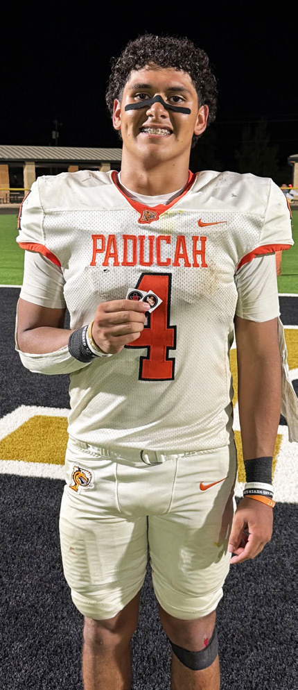 PADUCAH HONOR Congratulations go to Paducah senior Ethan Garibaldi, who was selected by Texas 1A Fan as the Sticker Player of the Week in last week’s game versus Jayton. The Dragons fell to the Jaybirds 64-42 on the road. | TEXAS 1A FAN