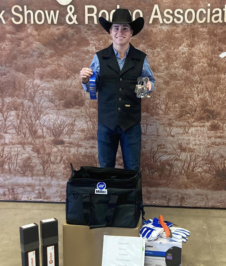 GUTHRIE HONORS Congratulations go to Guthrie’s Gus Smith for winning the class 405 (bits, spurs and knives) at the San Angelo ag mechanics contest. | COURTESY PHOTO