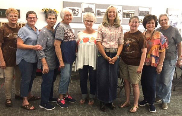 LIBRARY FUNDRAISER Last month, the Motley County Library held their annual beans-and-cornbread fundraiser. Friends of the Library helping out for the lunch included, from left, Deanie Edwards, Carmen O’Rourke, Elaine Hart, Pat Binder, Lisa Stone, Ellen Fowlkes, Pam Jones, Susan Jameson and Myrna Stephens. | COURTESY PHOTO