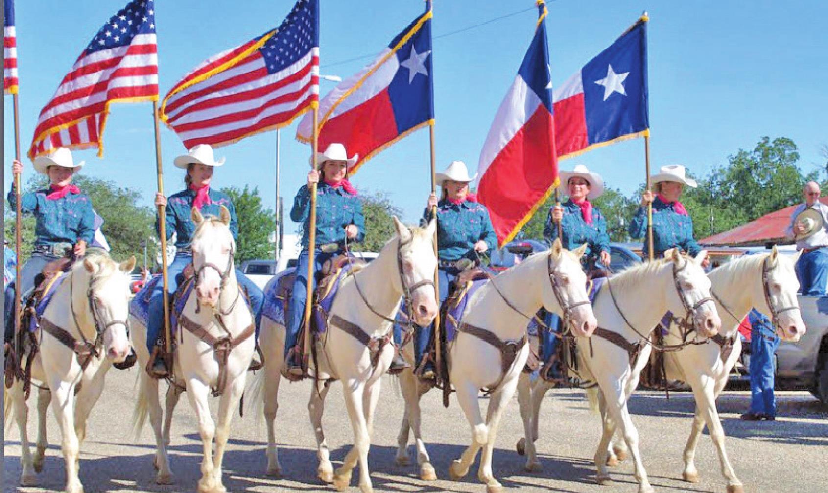 RIDING WHITE HORSES The Six White Horses team from Hardin-Simmons University in Abilene has been a perennial favorite in the Motley-Dickens Old Settlers Reunion and Rodeo parade. The parade is set for Saturday at 10 a.m. | TEXAS SPUR PHOTO