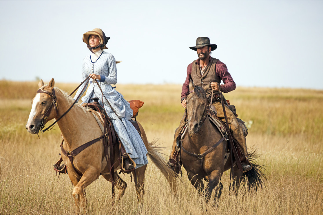 HOWTHEWESTWASWORN Costumes pictured on Elsa Dutton (Isabel May) and James Dutton (Tim McGraw) from the hit TV series‘1883’are on display at the National Ranching Heritage Center. | PHOTOGRAPH COURTESY OF 101 STUDIOS AND PARAMOUNT+