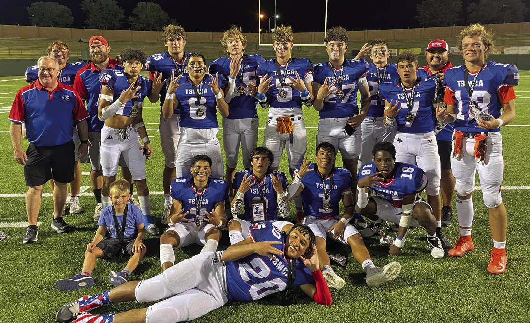 PADUCAH ALL STAR Paducah’s Cord Piper, number 13 (far right), was selected for the Texas Six Man All Star game for the West team. The game was played Friday in Wichita Falls, with the West winning 49-20. | COURTESY PHOTO
