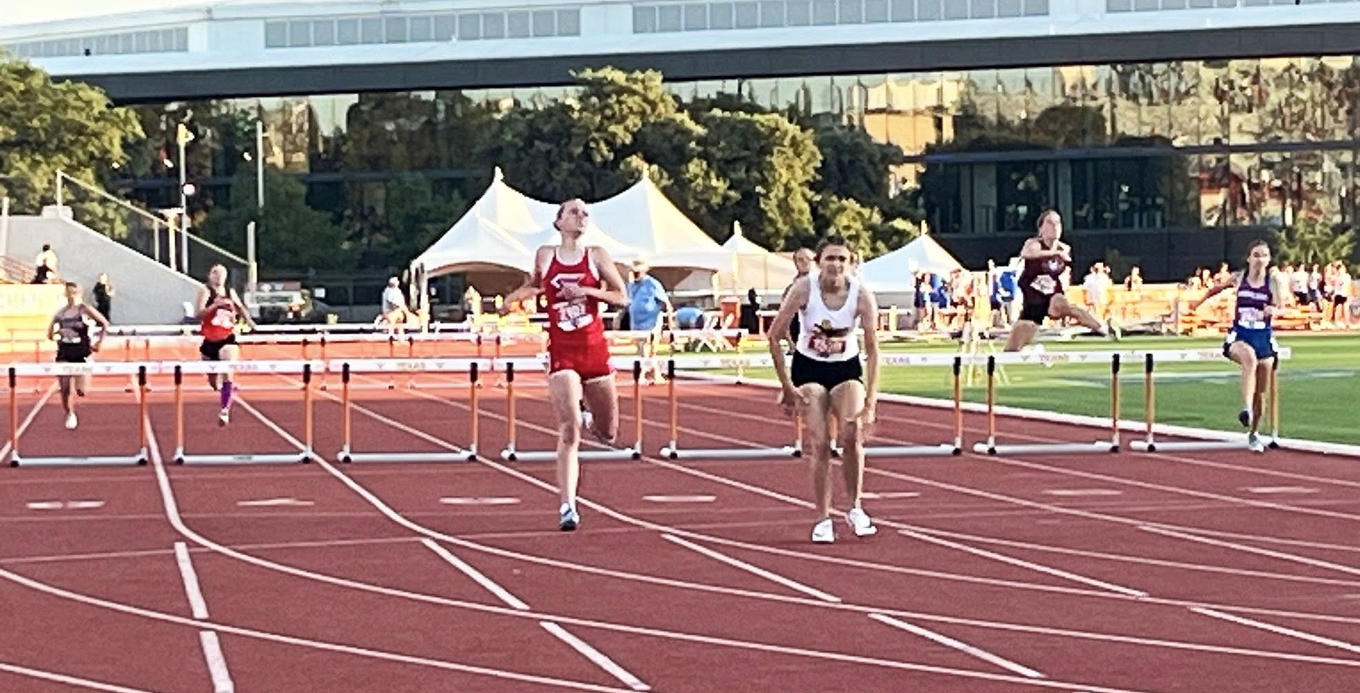 Maddie Francis took 2nd place in the girls 300m hurdles with a time of 45.2 to earn the silver medal. | RUSS MORRIS FOR THE CAPROCK COURIER