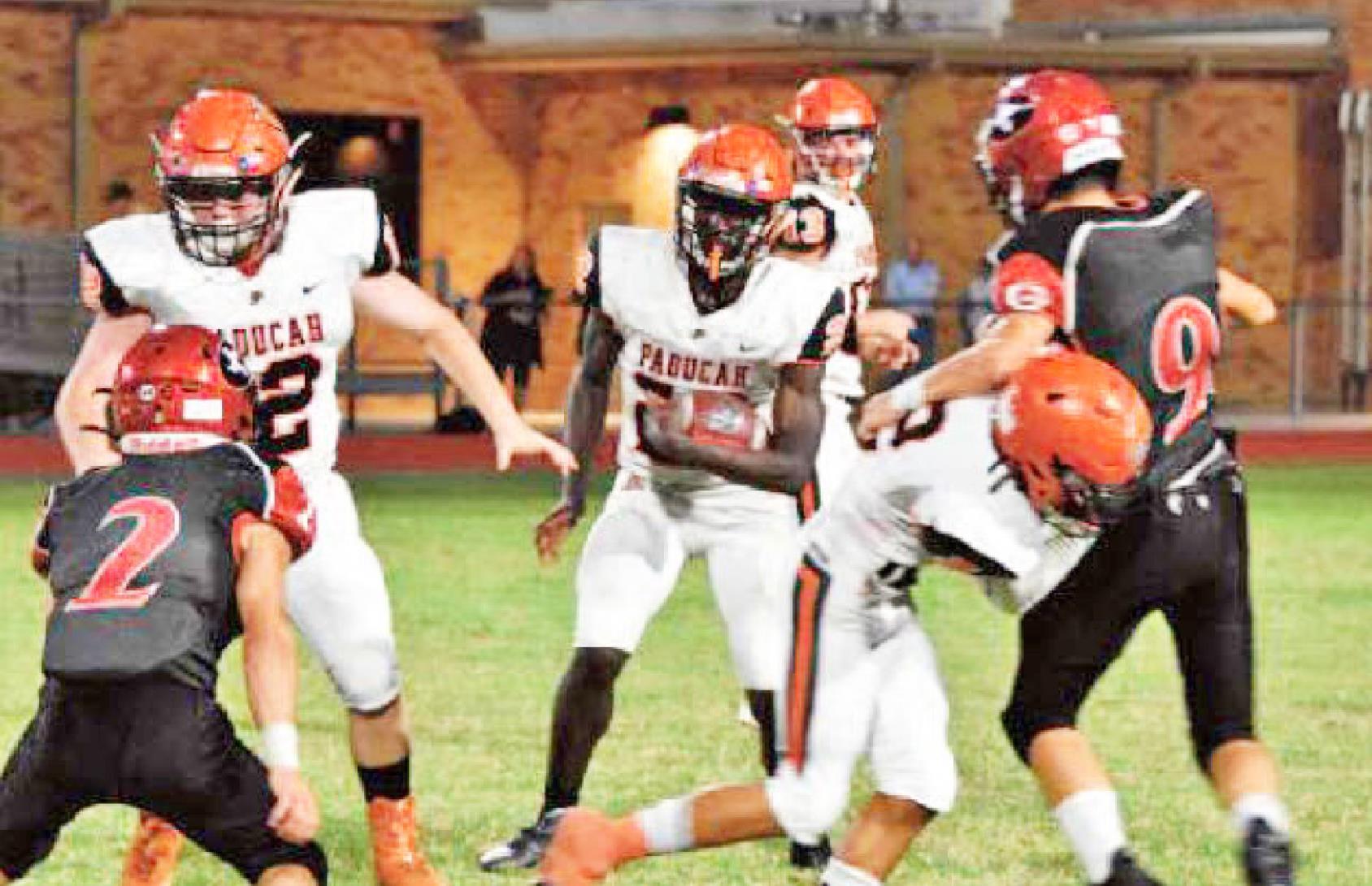 VICTORY SLIPS AWAY The Paducah Dragons led the Groom Tigers all night long on Thursday night, but with a little over a minute left in the game, Groom came from behind and pulled the win away, 34–33. | COURTESY PHOTO