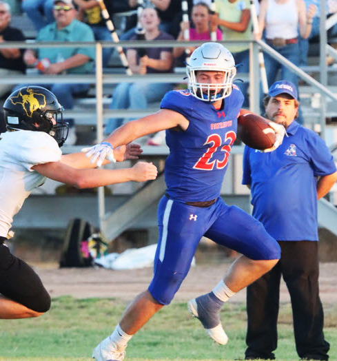 VALLEY WINS Valley picked up its first win of the season by defeating Happy 66-64 on Friday night. Sophomore Cole Walden rushed for 332 yards rushing on only 23 carries for six touchdowns. | SHADI BUCHANAN
