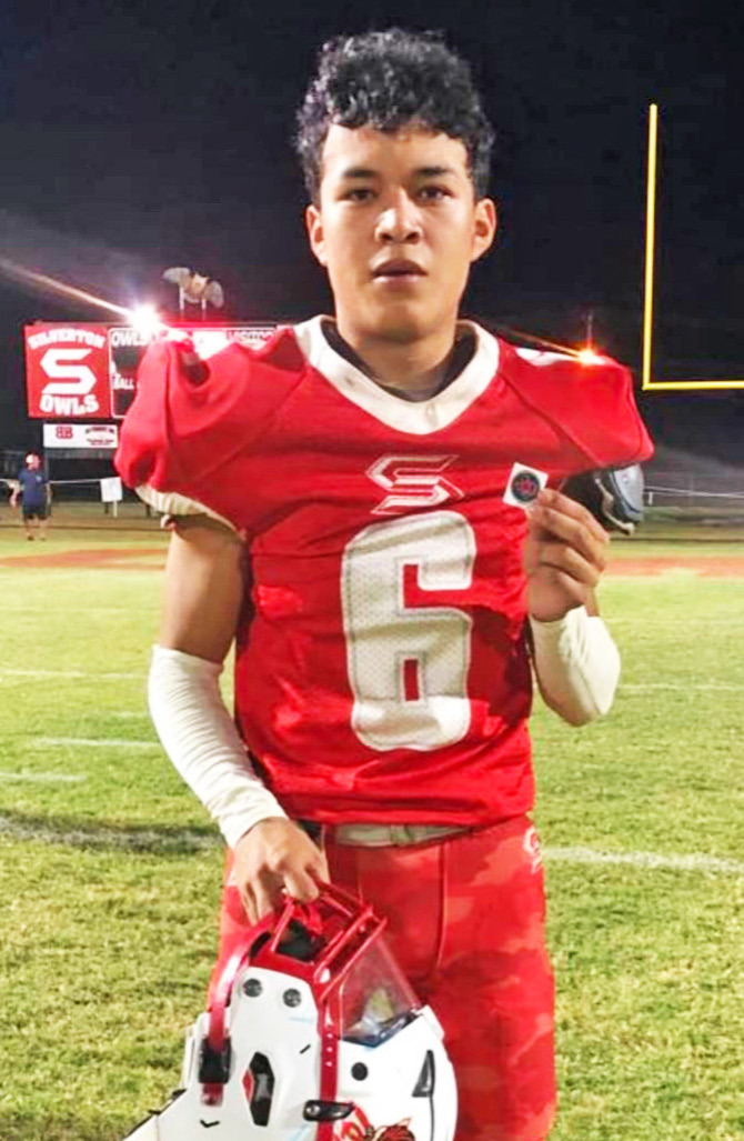 Israel Flores, senior, of Silverton was selected as the Texas 1A Fan Sticker Player of the Week in last week’s varsity football game versus Nazareth. | COURTESY PHOTO