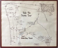 TAKE THE SCENIC TOUR Inside Silverton’s City Ha|l is a framed copy of this tourism map from years past, featuring the Caprock Canyons area and its many scenic drives. Do you know more about this map, and its artist? Email us at CaprockCourier@gmail.com | COURTESY PHOTO