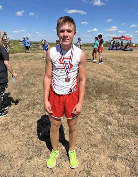 FRESHMAN BRIGGS HOLT finished in 8hth place during the Caprock Canyon Bison Run cross country meet on Sept. 2. | COURTESY PHOTO