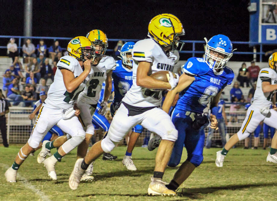 GUTHRIE WINS The Guthrie Jaguars defeated the Rule Bobcats 62–0 on the road Friday night, extending their win streak. The Jags are now 2–4 on the season and will travel Thursday night to Matador, where they will open district play against the Motley County Matadors. | COURTESY PHOTO