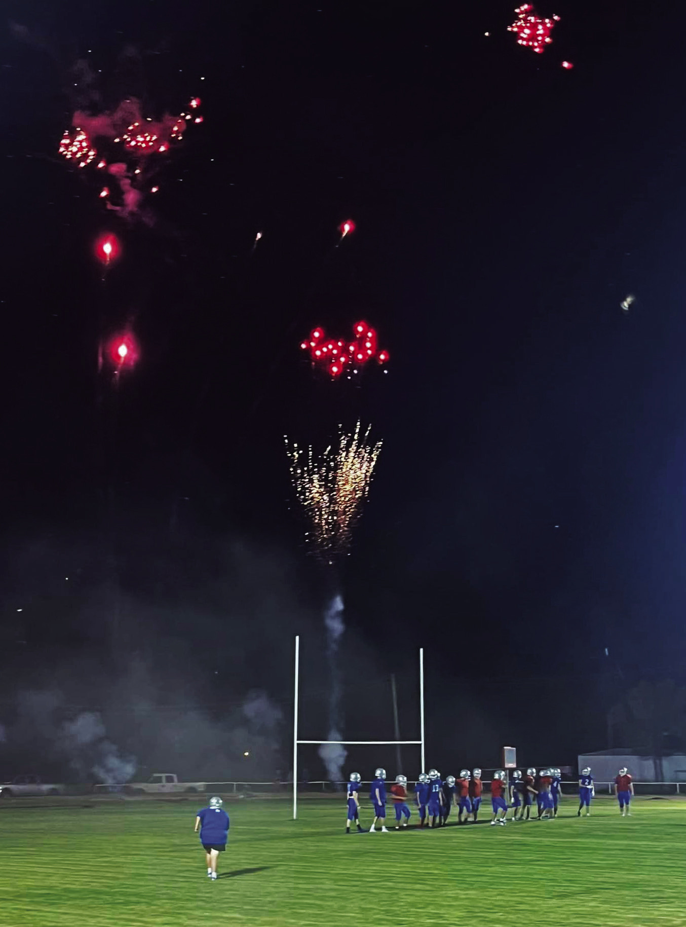VALLEY MIDNIGHT MADNESS Fireworks—literal and metaphorical—were underway in Saturday’s pre-dawn as the Valley Patriots kicked off their football season this year with Midnight Madness. | COURTESY PHOTO