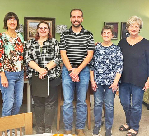 BRISCOE NEWS HISTORY In mid-November two representatives from Southwest Collection/ Special Collections Library of Texas Tech University, Morgan White and Austin Allison, came to the Silverton Public Library to pick up the library’s back issues of Briscoe County News. They will digitize the newspapers to add to what is already online. From left are Laura Long, MorganWhite, Austin Allison, Kathy Kingery and Tina Nance. | COURTESY PHOTO
