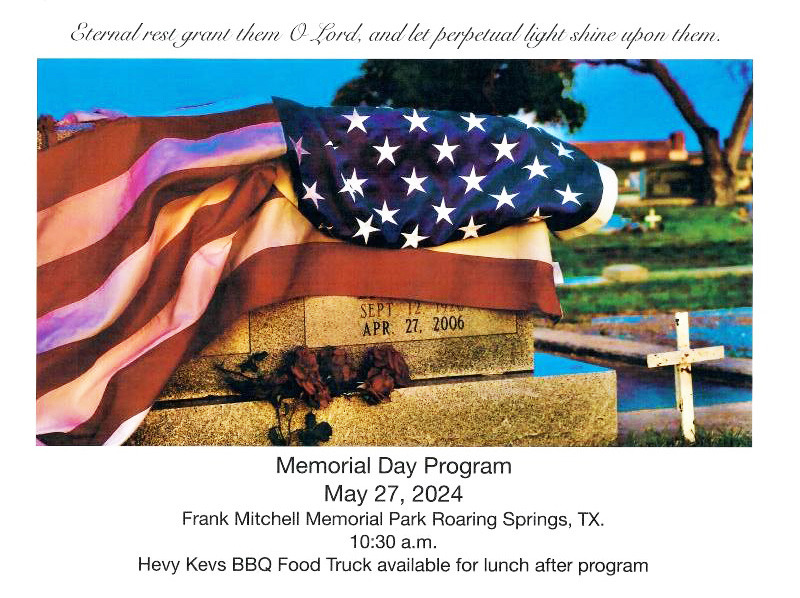 Memorial Day program slated for May 27 in Roaring Springs