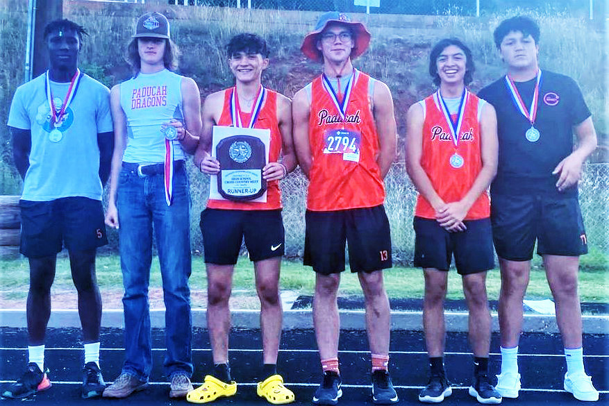 REGIONAL QUALIFIERS The Paducah varsity boys cross country team— from left, Jakyen Wright, Thayne Detwiler, Jaden Frawner, Cord Piper, Jacob Ferguson and J. Angeles—were district runners-up and qualified for the regional cross country meet last week. | COURTESY PHOTO