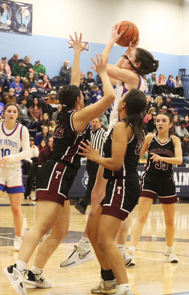 VALLEY VICTORY The Valley Lady Patriots, #1 in the state, advanced to the regional quarterfinals by defeatingTexline 45-24 thanks to a big second half during a Class 1A area round clash at West Plains High School on Friday night. This week they were to face the McLean Lady Tigers Tuesday night in Panhandle for the Regional Quarterfinal. | SHADI BUCHANAN PHOTO