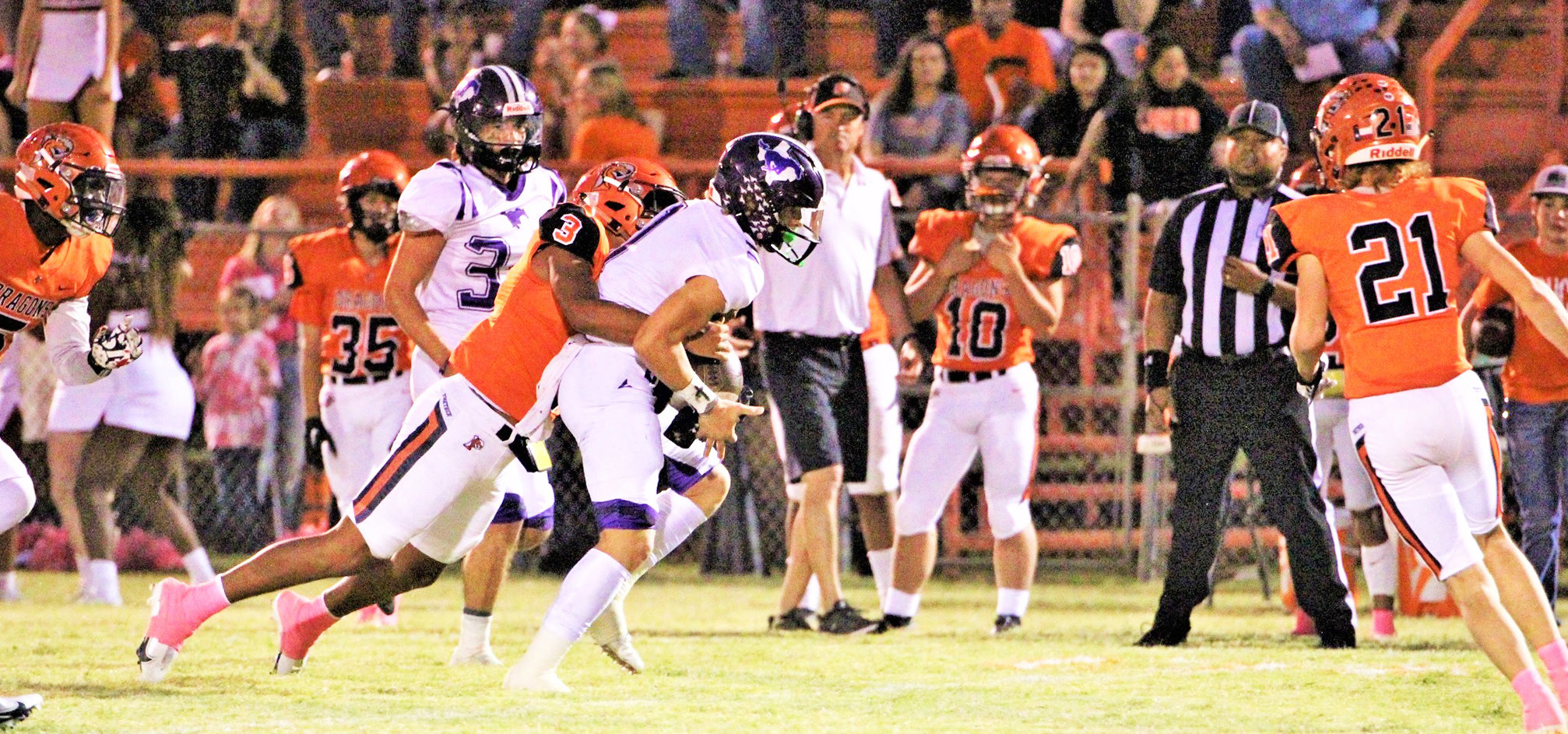 DRAGON LOSS The Paducah Dragons suffered a hard loss last week against the #1 Benjamin Mustangs 66–19 at home. This week the Dragons travel to Harrold to face the Hornets. | TEXAS 1A FAN PHOTO