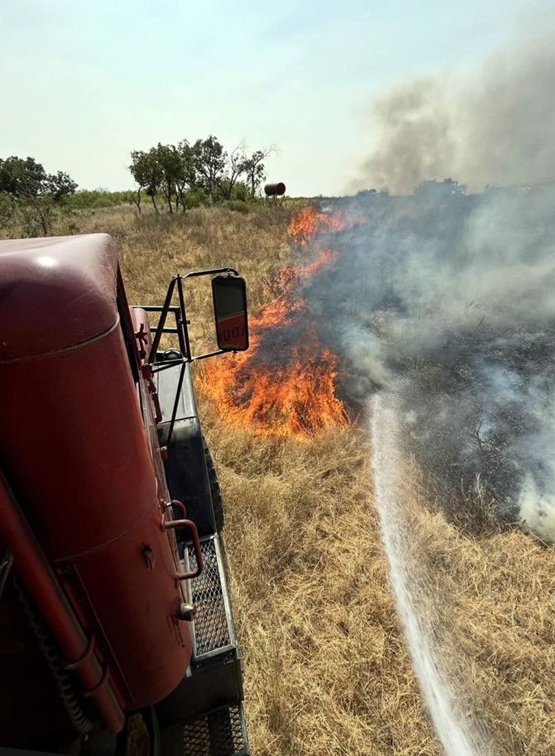 COTTLE CO. FIRE Firefighters and first responders were called out Saturday to a wildfire in Cottle County at the Triangle Ranch, Moon Camp. After battling the fire Saturday evening and Sunday morning, it was contained by Sunday evening. | COURTESY PHOTO