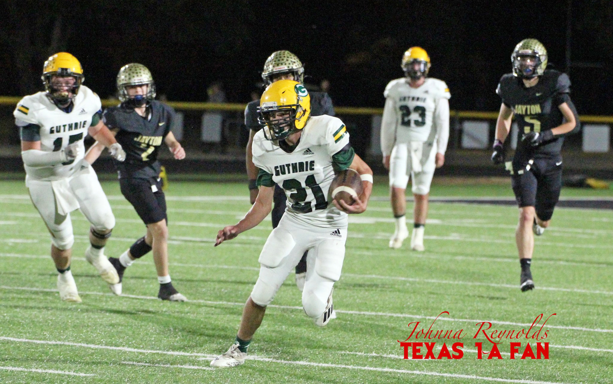 GUTHRIE LOSS The Guthrie Jaguars fell to the Jayton Jaybirds 60-8 last week in a district match-up. | TEXAS 1A FAN PHOTO