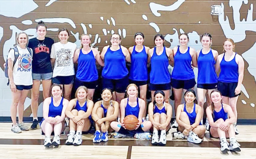 VALLEY GIRLS BASKETBALL Valley School junior high, junior varsity and varsity girls’ basketball teams participated in basketball camp in Elk City, Okla., working on their skills for a new season. | COURTESY PHOTO