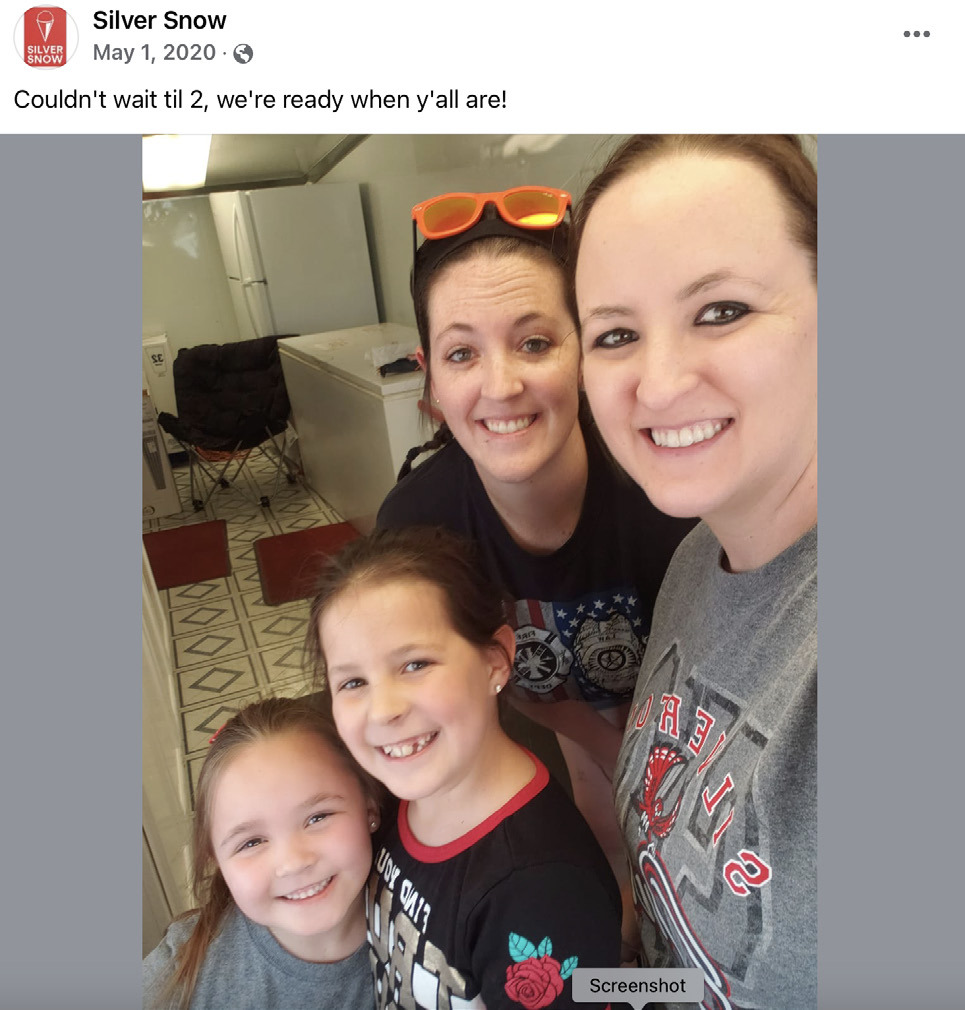 IT SNOWED IN SILVERTON May 1, 2020 — at least inside the Nickersons’snow-cone truck on their first day of business as Silver Snow. | COURTESY PHOTO