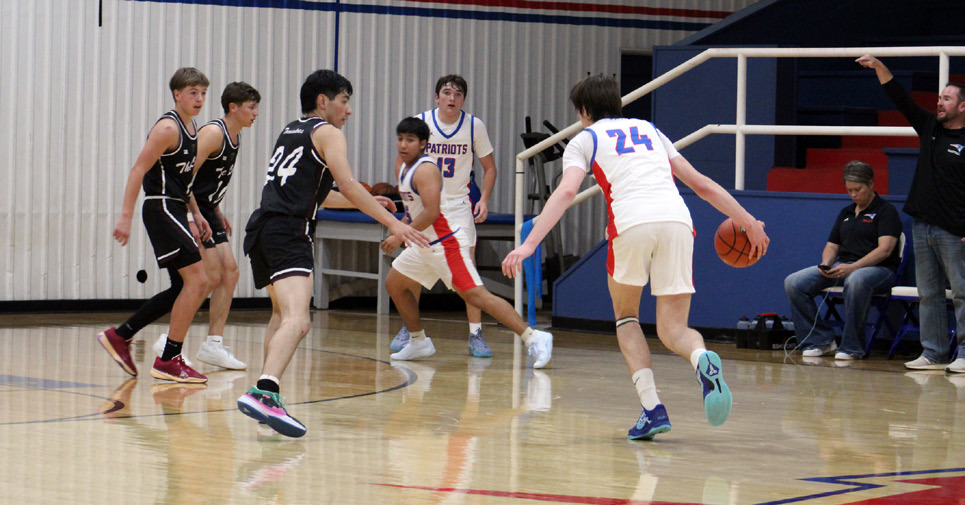 FRESHMAN CORBIN TAYLOR looks for a hole against the Texline defense Tuesday night. | COURTESY PHOTO
