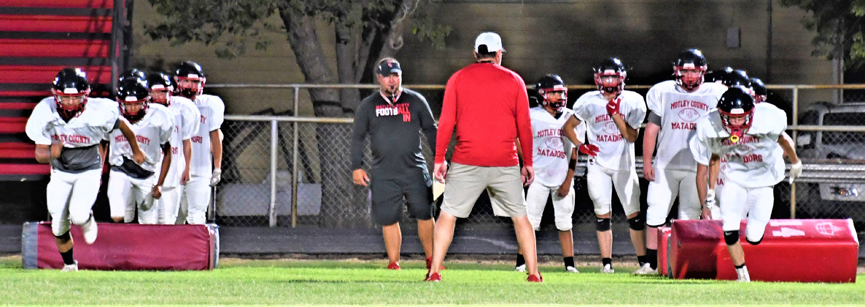 MIDNIGHT MADNESS Coach Mike Bigham’s Motley County Matadors kicked off the new football season with Midnight Madness as Friday turned into Saturday at 12:01 a.m. Bigham’s Mats made it all the way to the state championship game last year, and 2022 marks his 17th year in Matador. | COURTNEY MENDOLA PHOTO