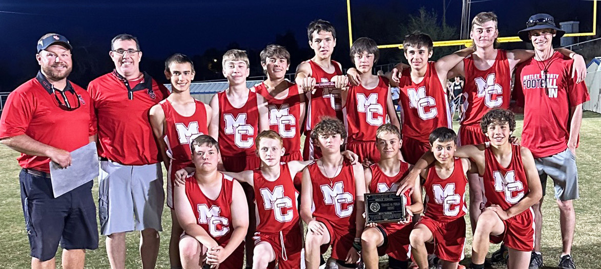 DISTRICT CHAMPS The Motley County Junior High boys track team, the Mavericks, won the district track meet last week in Spur. | COURTESY PHOTO