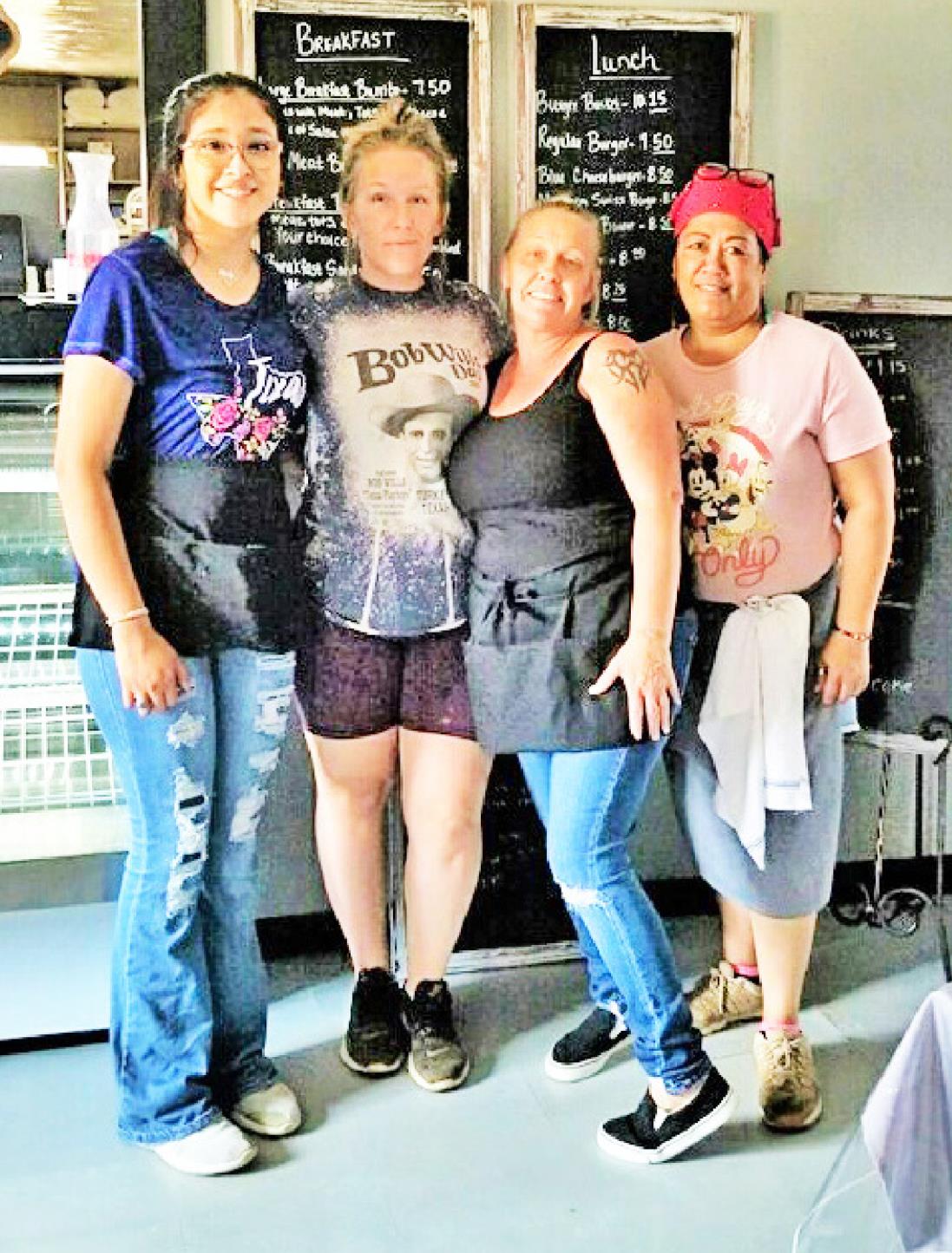 CAPROCK CAFÉ Some of the staff at Quitaque’s newest eatery inclulde Heidi Alanis, Sharee Garcia, Bridget Nussbaum and Maile Kalahaki. Not pictured are Rachell Farley, Jessica Prince and Shanena Phipps. | COURTESY PHOTO