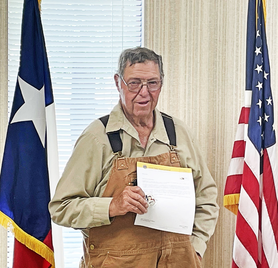 SERVICE AWARD At the Motley County May Lions Club meeting, LionVaden Hays was recognized with his 10 years of service award. | COURTESY PHOTO