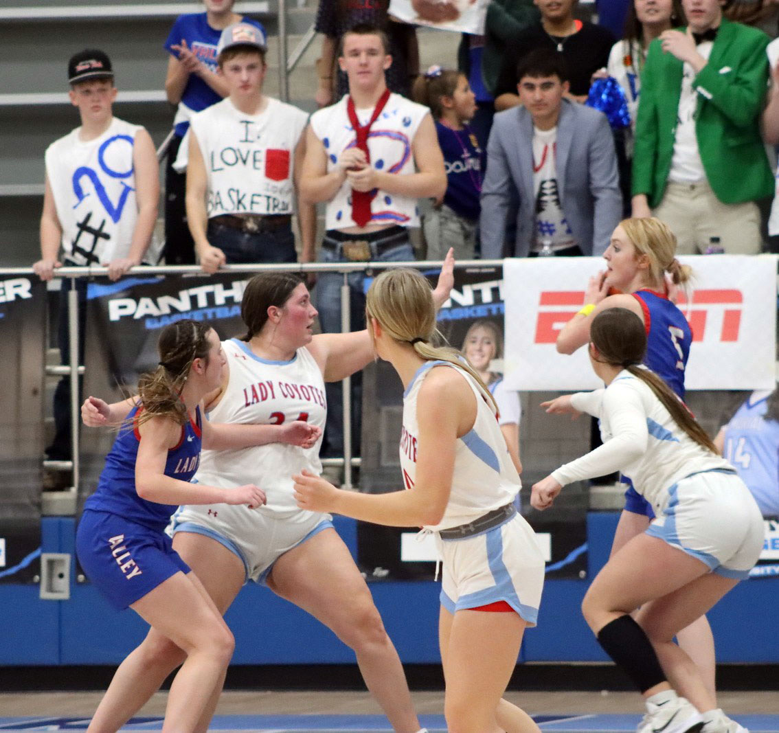 VALLEY FALLS TheValley Lady Patriots girls varsity basketball team took a tough loss last week, falling to the Borden County Lady Coyotes 45-37 in the Area playoff, bringing their season to a close. | SHADI BUCHANAN