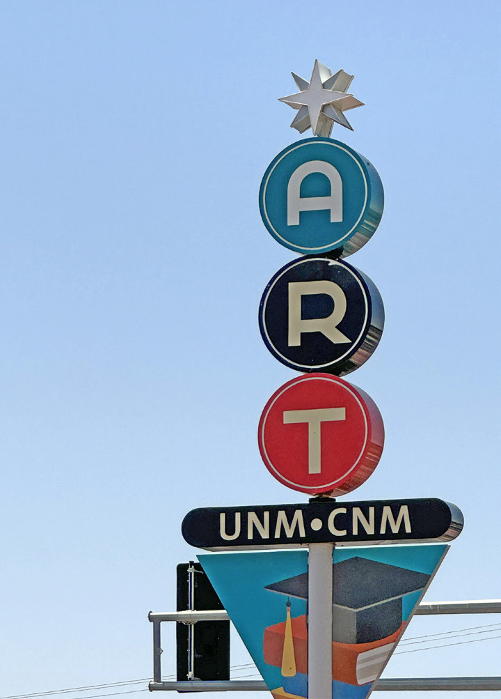 ART IN ABQ The landscape and highway-scape of northern New Mexico, through which historic Route 66 passes, lends itself at every turn to the work of painters, sculptors, architects, writers, dancers—and even bus drivers. (This sign marking an Albuquerque Rapid Transit stop on Central Avenue—old 66—fits right in.) MORE PHOTOS, PAGE 10 | THE TEXAS SPUR