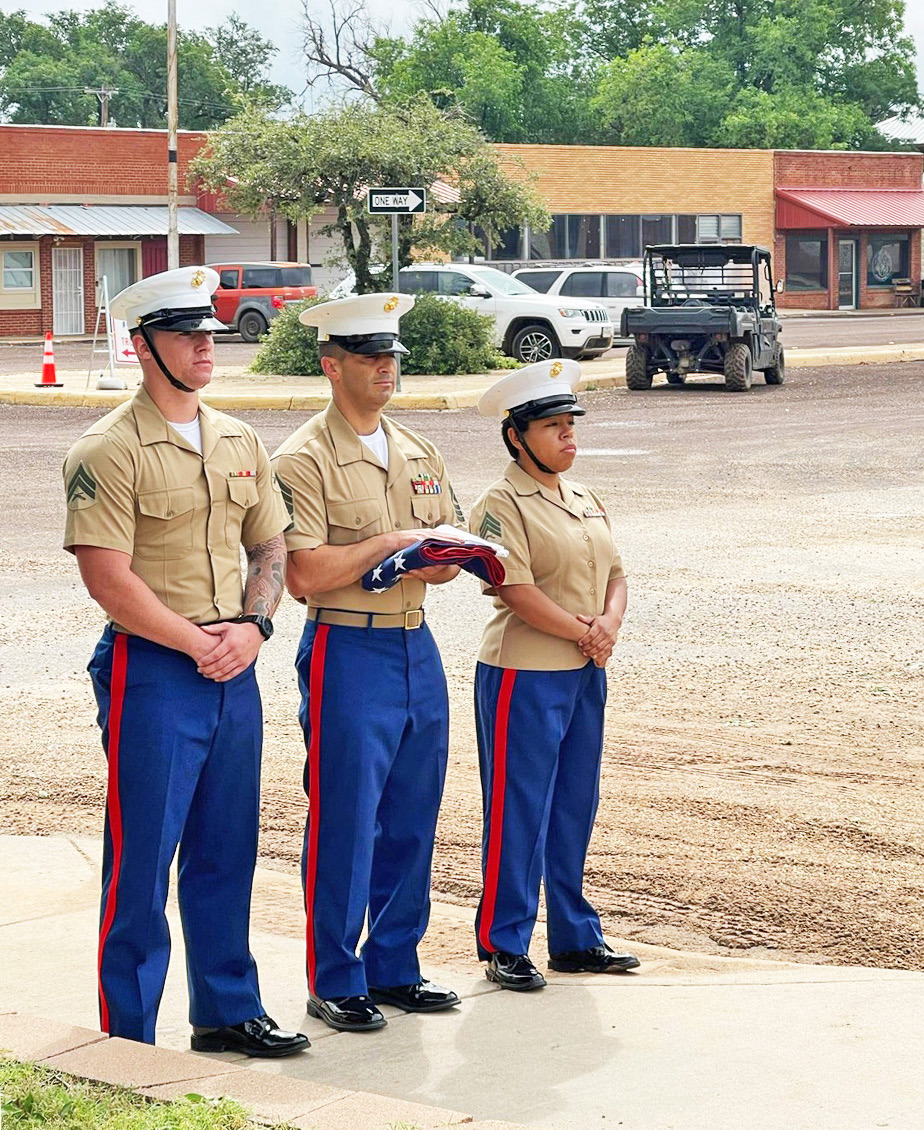 CLB453 MOTORTRANSPORT COMPANY served as color guard at the Memorial Day Ceremony in Roaring Springs, a special order from Washington, D.C. | DEIDRA CLIFTON PHOTO