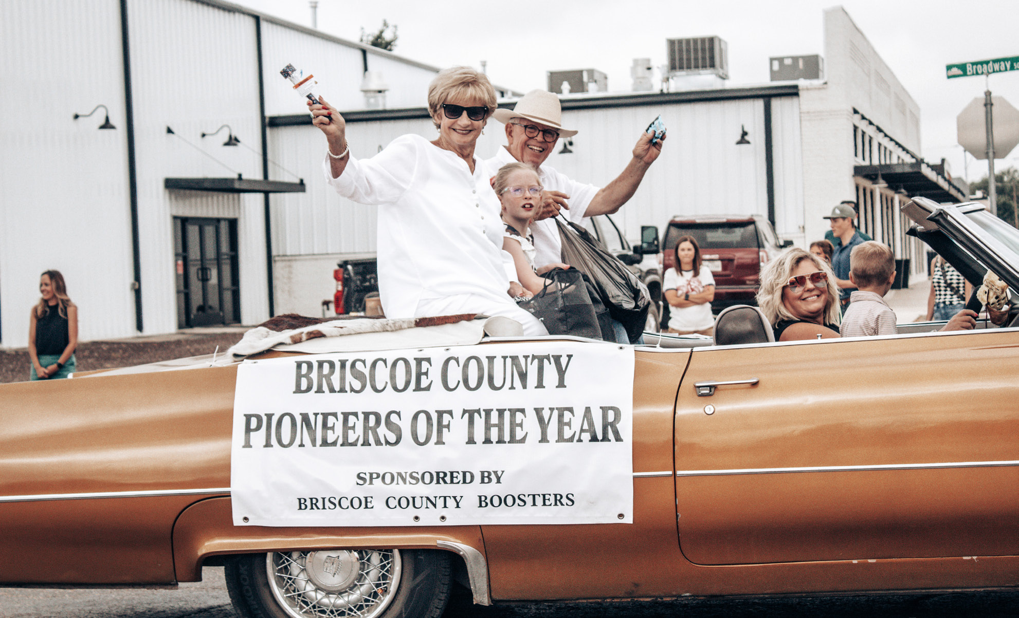 PIONEERS Wayne and Tina Nance (above, with family members in the Saturday parade) were recognized as the 2025 Briscoe County Pioneers with a plaque on stage. MORE PHOTOS, PAGES 9, 10 | KODIE FAIRCHILD PHOTOS