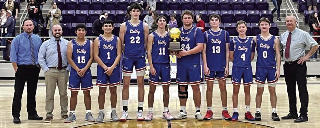 The Valley Patriots boys varsity basketball team won their bi-district playoff game Monday night against the Fort Elliott Cougars 74-42 at Panhandle High School. | COURTESY PHOTO