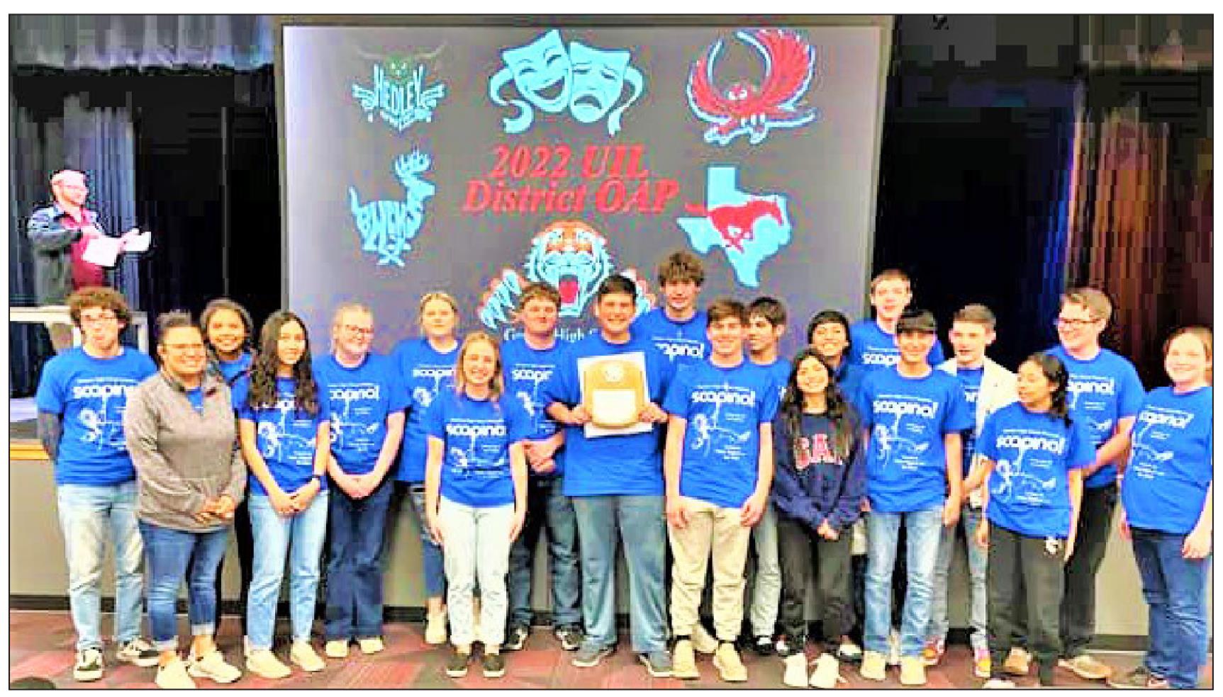 ONE ACT HONORS Silverton’s Kooper Cox was honored as Best Performer in the District One Play competition last Thursday. Donny Edward and Dylan Schrowang were recognized as members of All Star Cast. Deaglan Jernandez received Honorable Mention All Star Cast. | COURTESY PHOTO