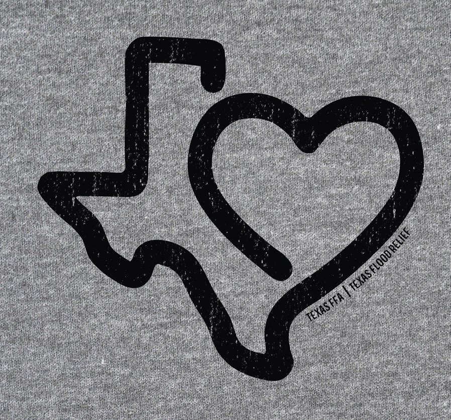 FFAFUNDRAISING In an effort to help,Texas FFA is offering a limited-editionTexas FFA +Texas Flood ReliefT-shirt in adult, youth and toddler sizes, along with stickers and car decals. All profits will benefit those suffering from the Texas floods. | COURTESY IMAGE