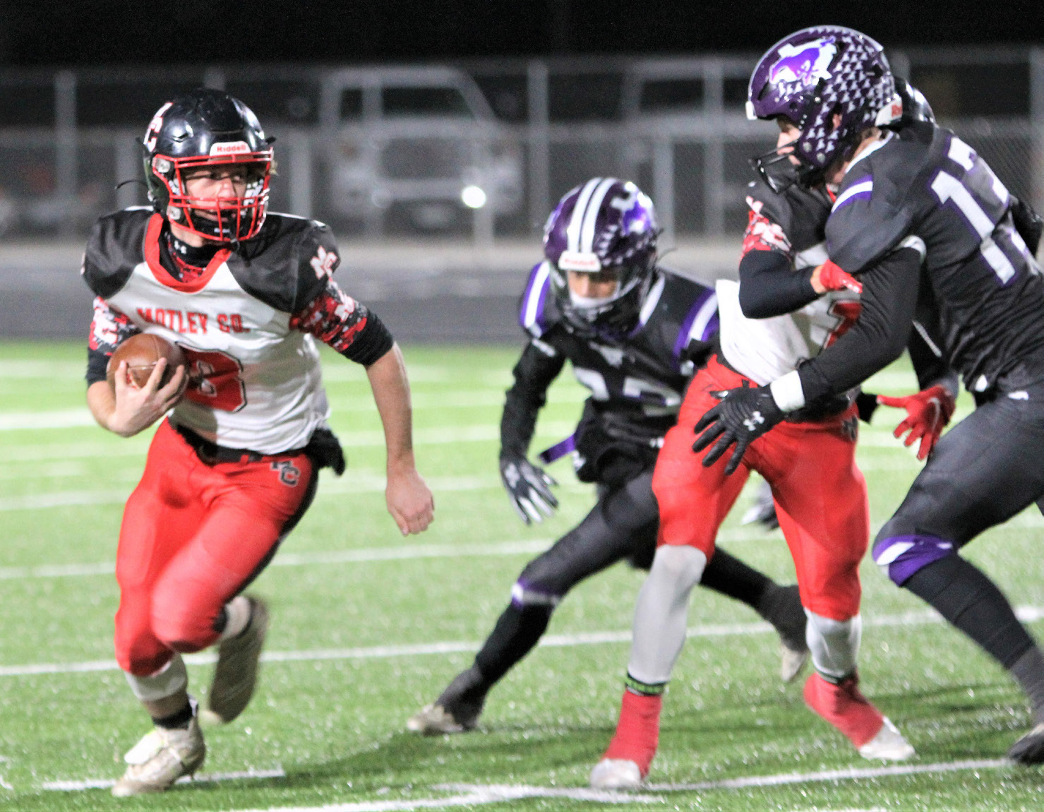 SEASON ENDS Last Friday night, No. 1 1A D1 Benjamin beat Motley County 56-6. Motley County was a state finalist last year. The Benjamin Mustangs (10-0) advance to play Newcastle, while Jayton (8-3) and Throckmorton (8-3) meet in the other region semifinal. | COURTNEY MENDOLA PHOTO