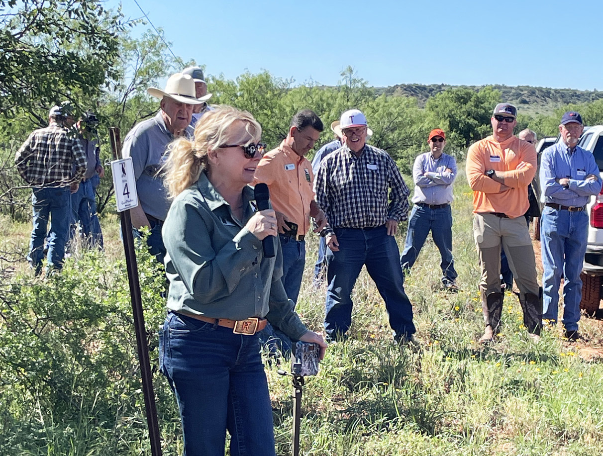 QUAIL DAY was held last May at the Rolling Plains Quail Research Foundation in Fisher County. Wildlife biologist Dana Little (front) and other experts led field training in improving quail habitat, controlling predators, and other factors to improve populations. | THE CAPROCK COURIER