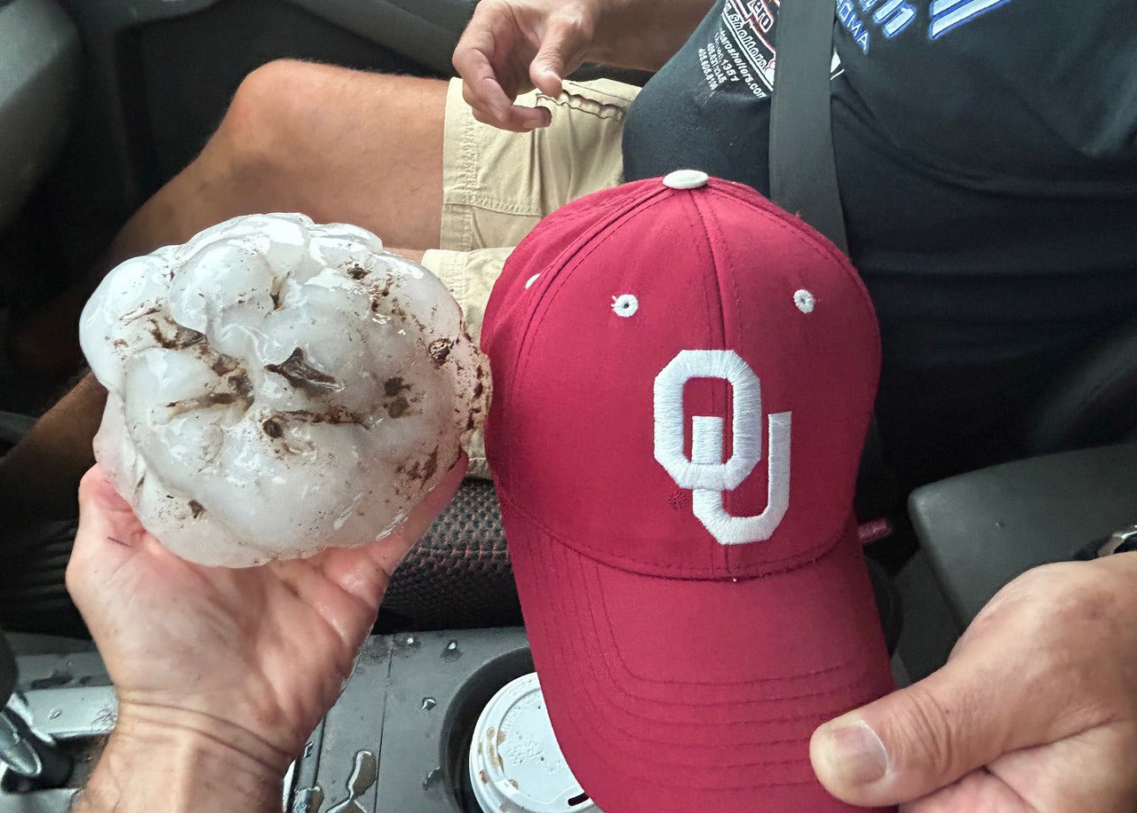 Five-inchdiameter hail fell from a supercell storm in Afton, Texas, around 5:00 p.m. on Saturday, May 25. | COURTESY PHOTO BY COLT FORNEY