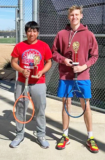 Leo Cruz and Eean Hartman won the Doubles Championship match at the Tascosa Tennis Match in AmarilloMarch20. | COURTESY PHOTOS