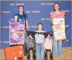 FRANCIS WINNERS At the Tri-State Fair Lamb show in Amarillo last week, the Francis sisters of Silverton fared well with their lambs. Laney Francis had the Grand and Reserve Champions, while Maddie Francis had 1st and 2nd MediumWool and Brenna Francis had the Reserve Champion, heavyweight medium wool division, and 1st and 3rd place medium wool. | COURTESY PHOTO
