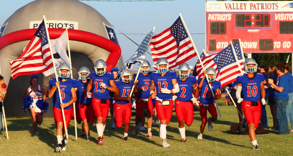 PATRIOTIC DISPLAY by the Valley Patriots ahead of their Sept. 11 bout with the Jayton Jaybirds honored the memory of the 9/11 attacks on the United States. | VALLEY YEARBOOK
