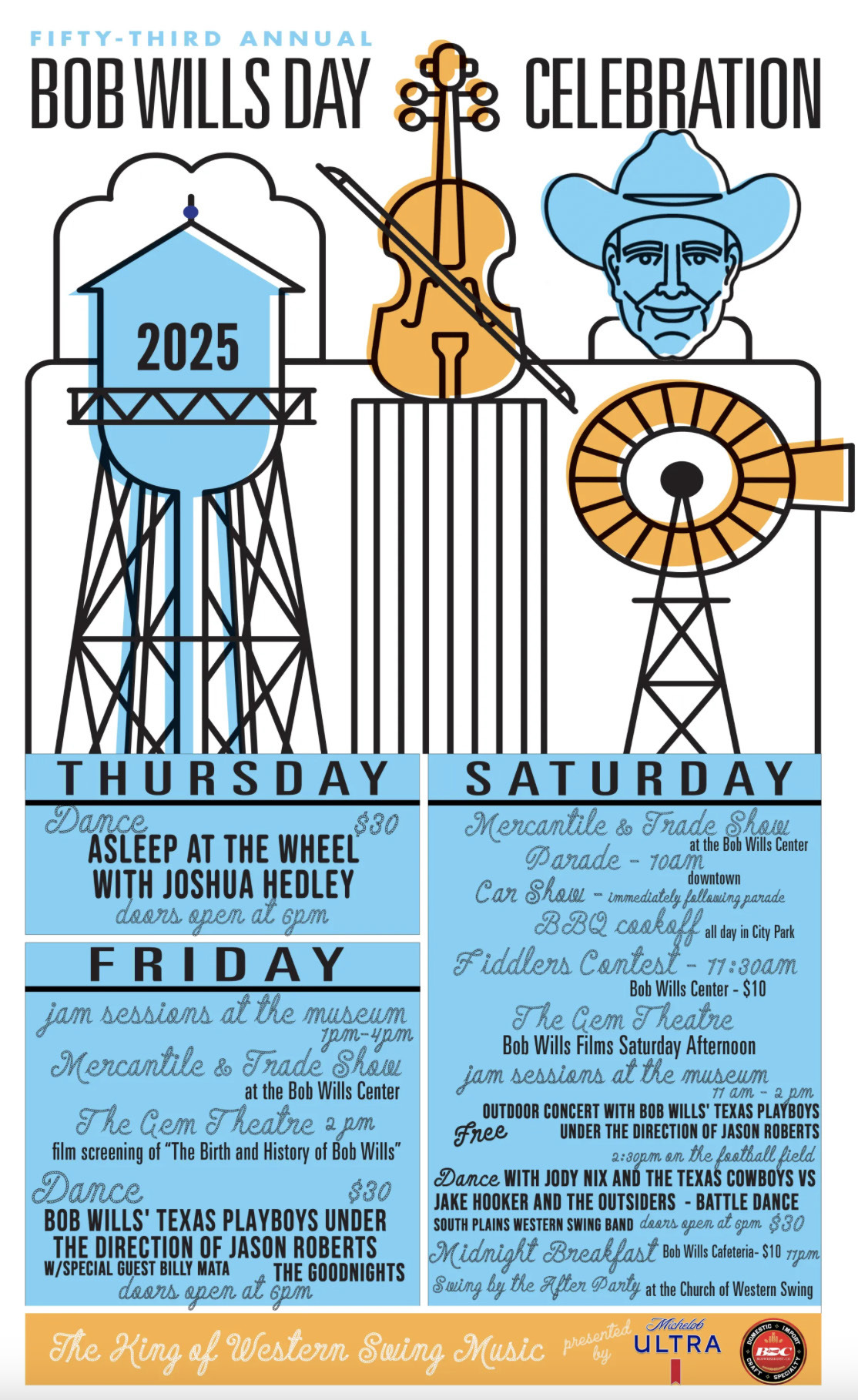 READY FOR SOME WESTERN SWING? The fun begins tonight in Turkey, Texas, with the first dance of the music-filled weekend headlined by Ray Benson and Asleep at the Wheel. Events for all ages continue throughout the weekend; don’t miss our 24-page guide to the event, inside this issue. | COURTESY ART
