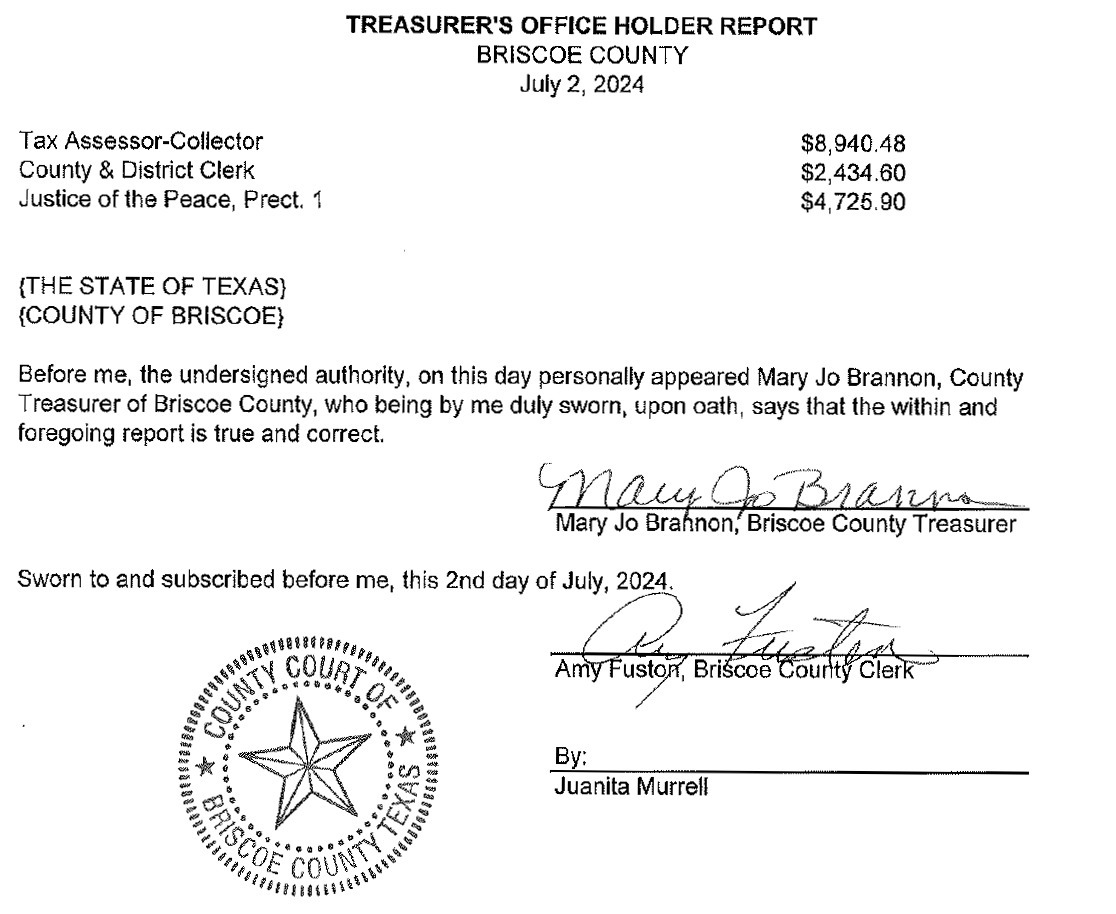 Briscoe commission appoints new JP at July meeting