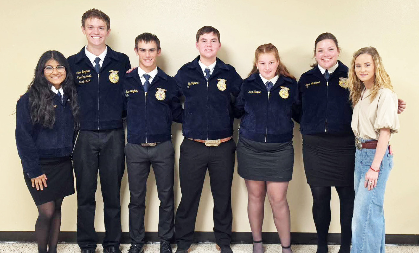 MOTLEY FFA Competitors (from left) Leyla Quilimaco, Caden Rylan Bingham, Teg Gleghorn, Kenzi Koepke, Karis Mcintosh and Whitney Bingham represented Motley County at district FFA events. | COURTESY PHOTO