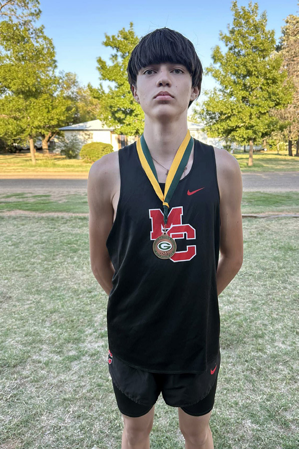 Chance Ward of Motley County ISD finished in 5th place last week at the Guthrie Cross Country Meet, earning a medal. | COURTESY PHOTO